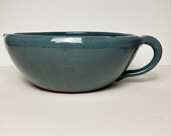 Bybee Pottery Batter Bowl 10 inch Blue Hand Thrown Stoneware Pour Spout BB Mark