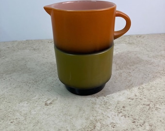 Juego de cremera y azucarero Anchor Hocking Fire-King Vintage Naranja Verde Ombre Vidrio Opalino