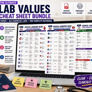 Lab Values Cheat Sheet Bundle | CBC, Electrolytes, ABGs, Liver & Cardiac Labs | Printable Nursing Study Guide PDF | NCLEX Pharmacology Notes