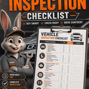 Vehicle Inspection Checklist PDF | Printable Used Car Buying | Pre-Purchase Form | Instant Download