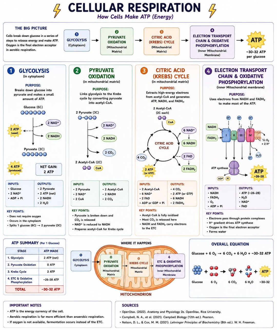 Cellular Respiration: How Cells Make ATP Energy Diagram - Etsy