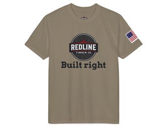 Redline Timber Co logo Built Right T-Shirt | American flag sleeve