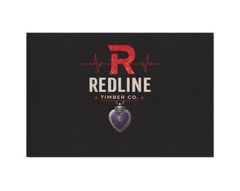 Redline Timber Co. logo Heavy Duty Floor Mat | Industrial Lumber Heartbeat Design