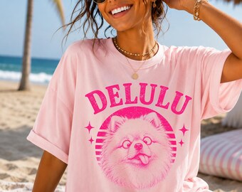 Maglietta con la faccia di un cane Pomerania Regalo per amanti del Pomerania Maglietta Delulu Regali per ragazze adolescenti Maglietta con il Pomerania Regali per preadolescenti Regali con il Pomerania Maglietta Dopamine Preppy