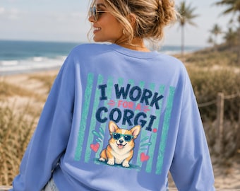 Corgi Sweatshirt Corgi Shirt Stripes Shirt Preppy Clothes Dopamine Preppy Corgi Mom Shirt Corgi Gifts  Cutecore Dog Mom Gift Corgi Tshirt