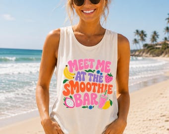 Incontriamoci al bar dei frullati Maglietta CC Canotta Regali per ragazze adolescenti Outfit per il brunch Maglietta banana Maglietta frutta tropicale Maglietta frutta estiva