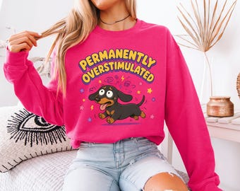 Overstimulated Sweatshirt Dachshund Sweatshirt Cutecore Clothes Dachshund Shirt Adhd Shirt Funny Shirt Exchange Overstimulated Shirt
