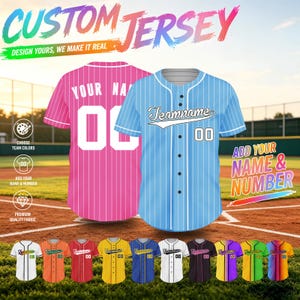 Custom Baseball Jersey Stitched Team Uniform, Personalized Sports Shirt with Name Number Logo, Bachelorette Matching Family Outfit