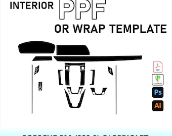 Porsche 911 (992.2) Cabriolet & Coupe 2025 Interior PPF Template Vector Pattern