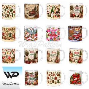 50+ jul-PNG-paket, God Jul-muggdesigner, Digital nedladdning av jul