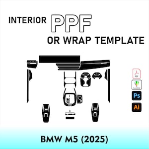 BMW M5 2025 interieur PPF-sjabloon vectorpatroon
