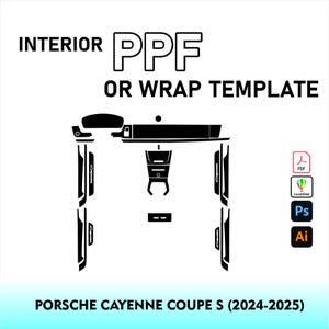 Porsche Cayenne Coupe S 2024-2025 Interior PPF Template Vector Pattern