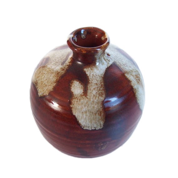 Wabi Sabi Vintage Japanese Pottery Vase With Drip Glaze Etsy