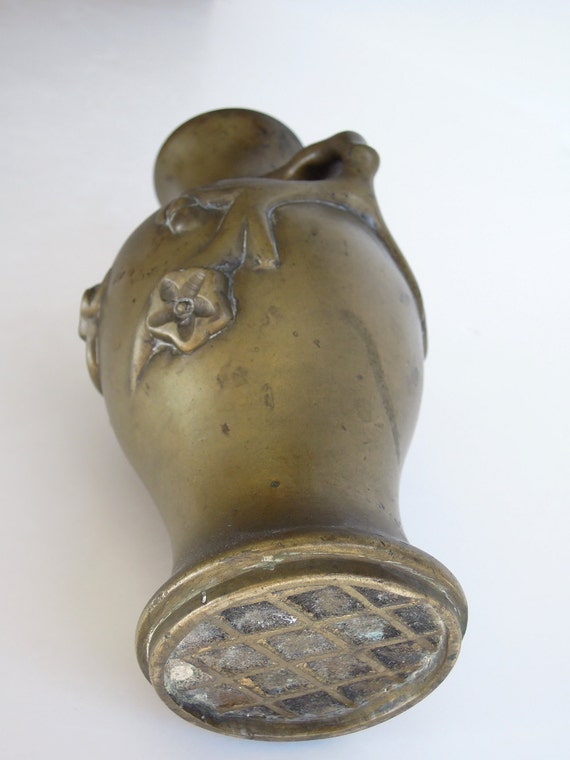 Antique Japanese Metal Vase Art Nouveau Brass Bronze Vase Etsy