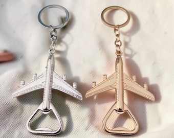 Flugzeug Flaschenöffner Schlüsselanhänger, Metall Flugzeug Schlüsselanhänger, Gold Silber Reise Schlüsselanhänger, Luftfahrt Geschenk, Pilot Taschenanhänger