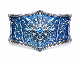 Ice Queen Mini Corset Belt, Blue Snowflake Fantasy Waist Cincher, Handmade Cosplay Accessory