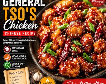 General Tso's Chicken Recipe | Authentic Chinese Takeout Style | Crispy Sweet & Spicy Chicken | Easy Homemade Dinner PDF | Step-by-Step Cook