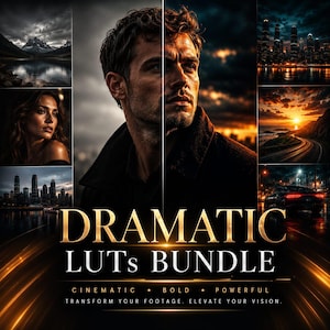 Dramatic Luts Bundle, Cinematic Color Grading Luts, Moody Video Editing Luts, Creative Color Styles, Professional Tools.