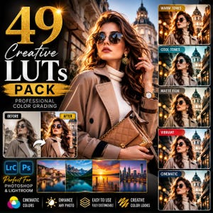 49 Creative Luts Pack | Creative Color Grading Luts | Cinematic Luts | Video Editing Luts | Compatible With Premiere Pro, DaVinci Resolve