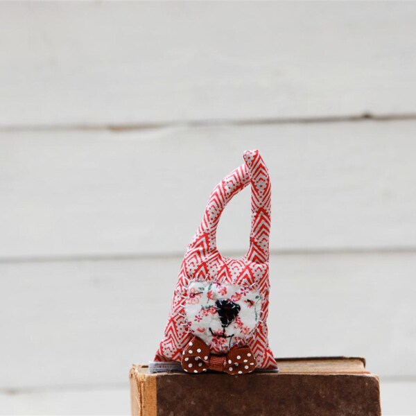 Red Geometric Pattern Bunny Bookmark