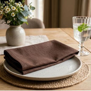 150 Pcs Chocolate Brown Cotton Napkins, Stonewashed Shabby Chic Table Linen