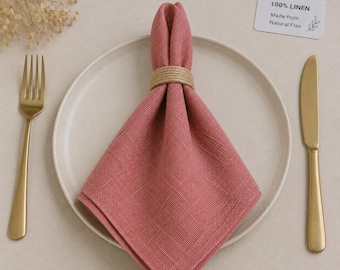 Dusty Rose 100% linnen servetten | Herbruikbare boerderij bruiloft tafeldecoratie