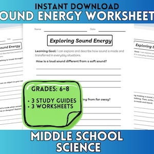 Sound Energy Worksheet Pack | Physics worksheets | Middle School Science | Grades 6-8