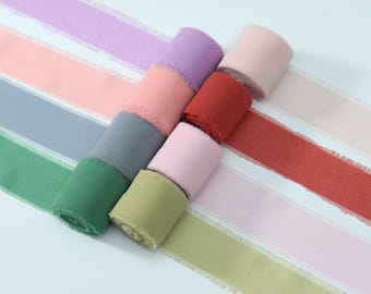 Soft Frayed Edge Chiffon Ribbon In 32 Colors, 5 Yard Ribbon For Bridal Decor And Party Favors