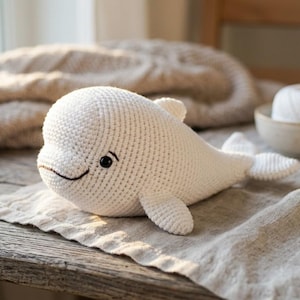 Patrón de ballena beluga a crochet Tutorial de ballena amigurumi Ballena regordeta Patrón de peluche PDF Lindo bebé ballena amigurumi Descarga digital de crochet