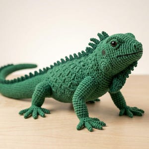 Patrón realista de iguana a crochet, PDF de lagarto amigurumi, tutorial de peluche de iguana verde, decoración de reptil falso, patrón de animal a crochet para hacer tú mismo