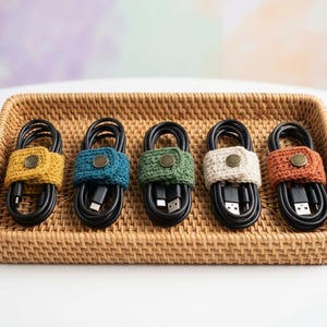 Crochet Cable Keeper Pattern PDF | Easy Beginner Cord Organizer | Snap Button Cable Wrap | USB Charger Tidy | Digital Download