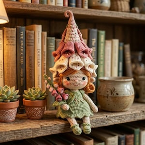 Foxglove Fairy Crochet Pattern, Amigurumi Doll Pattern PDF, Flower Fairy Crochet Tutorial, Cute Flower Doll Amigurumi, Digital Crochet