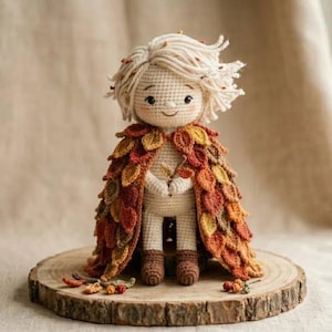 Herbst Geist Amigurumi Muster, gehäkelte Puppe Anleitung, PDF, Herbst Waldgeist Anleitung, Herbstlaub häkeln, wunderliche Puppe Muster