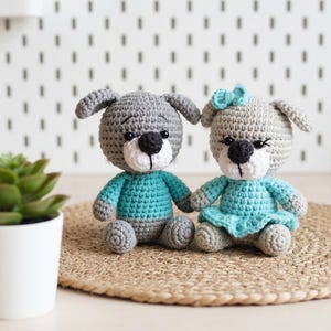 Crochet Puppy Pattern Amigurumi Dog PDF, DIY Stuffed Animal Tutorial, Handmade Boy Girl Puppy Pair Plushie, Nursery Baby Shower Gift Pattern