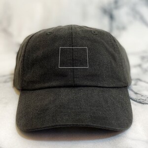 Embroidered Colorado (CO) State Outline Hat with leather strap and brass buckle | Unisex Gift | All 50 States Available