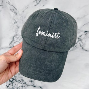 Embroidered Feminist Hat with leather strap and brass buckle | Girl Power Hat | The Future is Female Hat