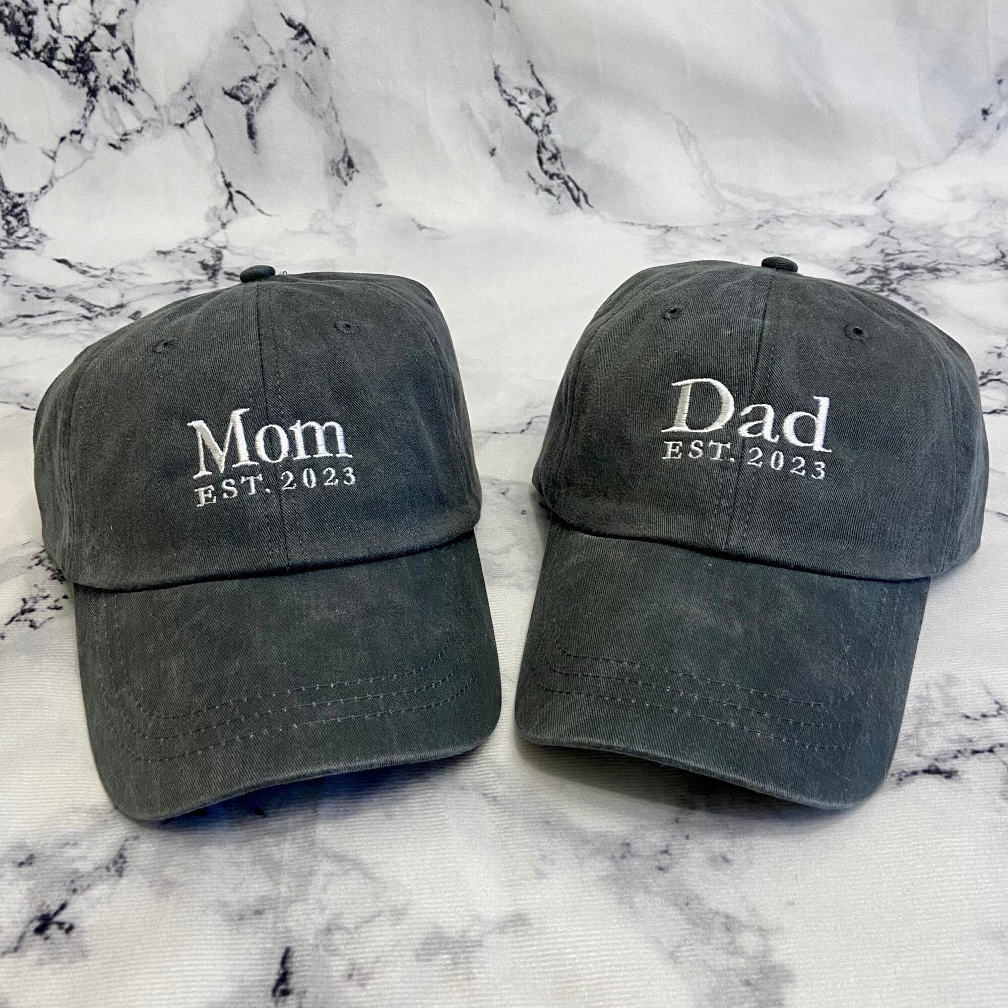 Embroidered Mom or Dad Established Year Hat | Grandpa Cap With Date | Dad Year Hat|Established Year| Daddy Est Year |  Baby Announcement Hat
