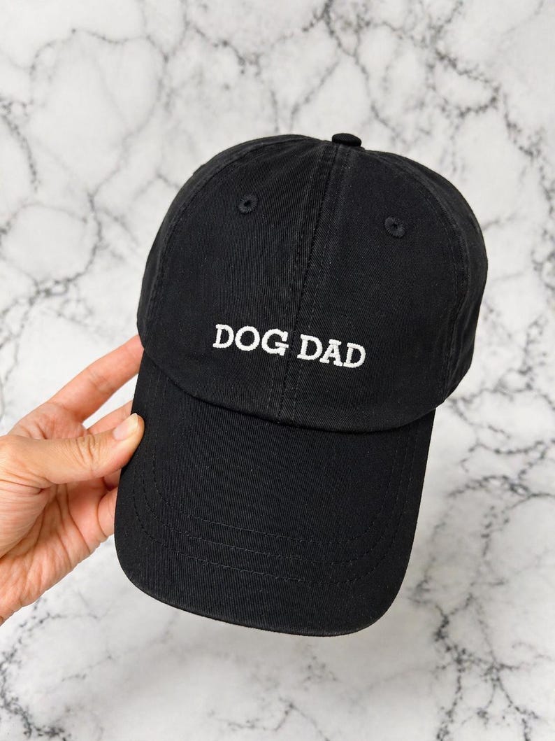 Dog Mom or Dog Dad Hat | Custom Embroidered Hat | Thick Cotton Hat with Leather Strap and Brass Buckle image 2