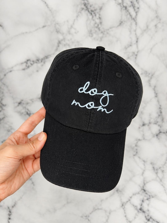 Dog Mom Hat | Custom Embroidered Hat | Thick Cotton Hat with Leather Strap and Brass Buckle