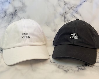 Wife Vibes Hat Hat with Leather Strap and Brass Buckle