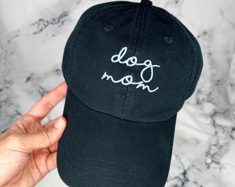 Embroidered Dog Mom or Dog Dad Hat with Brass Buckle and Leather Adjustable Strap | Dog Dad Hat | Dog Mom Hat