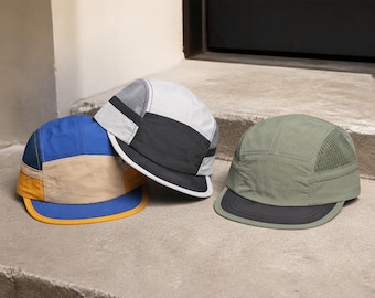 Color Block 5 Panel Cap, Lightweight Outdoor Hat, Mesh Panel Baseball Cap, Adjustable Running Hat, Hiking Camping Streetwear Cap