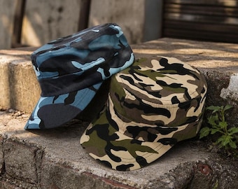 Camo Military Cadet Cap, Adjustable Army Patrol Hat, Camouflage Flat Top Cap, Unisex Outdoor Hunting Hat, Tactical Style Cap
