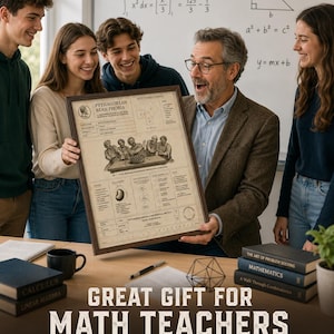 Divertente poster di Pitagora, stampa sulla fobia del fagiolo pitagorico, arte murale matematica stampabile, regalo per insegnanti di matematica, decorazione per ufficio per nerd