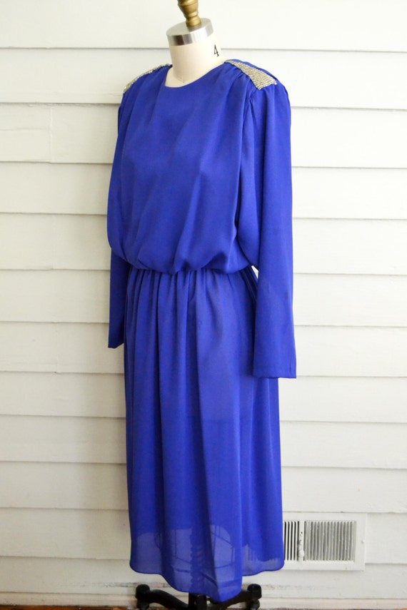 ON SALE! 1980s bright purple-blue formal dress wi… - image 4