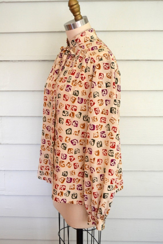 vintage 1970s patterned blouse / medium vintage b… - image 4
