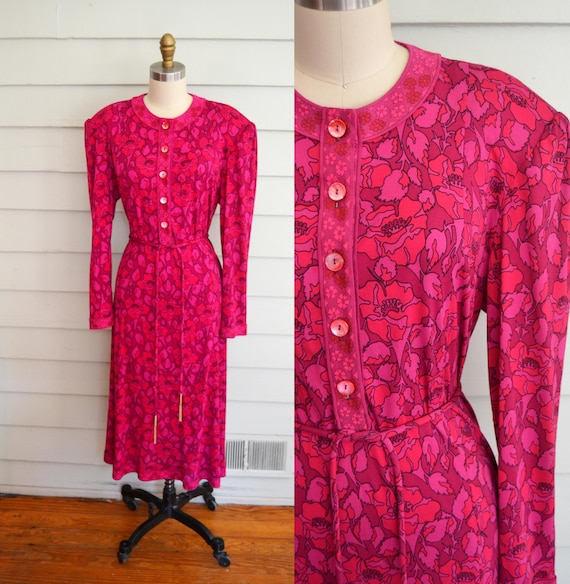 vintage 1970s Averardo Bessi dress / silk pink red