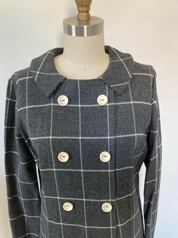 vintage 1960s shift dress / gray plaid dress / me… - image 4