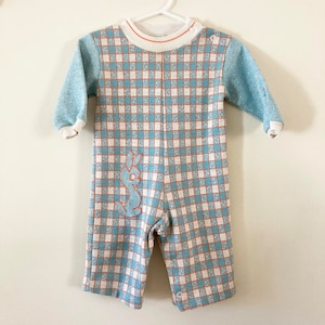 vintage 1970s unisex velvet jumper / red and green short overalls with train detail / vintage baby