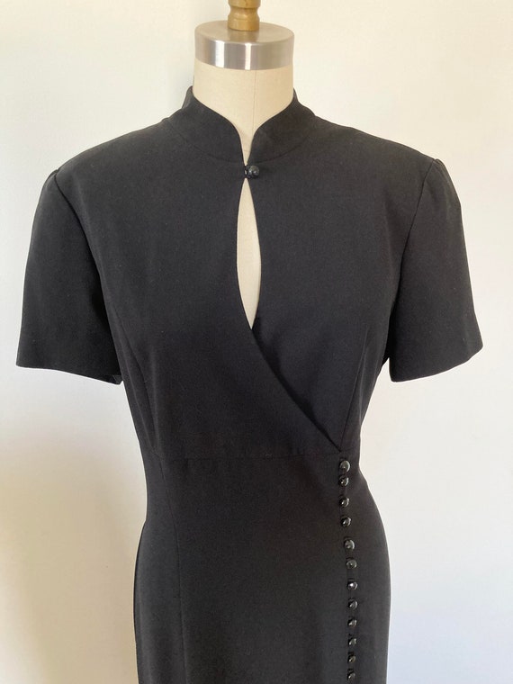 vintage 1990s liz claiborne black dress / long bl… - image 5